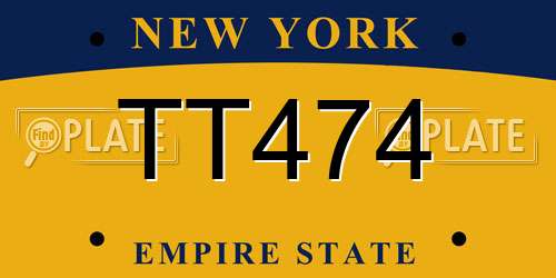 TT474 New York License Plate