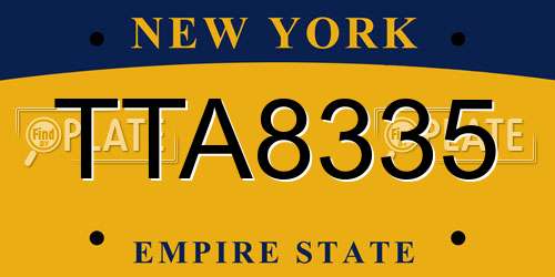 TTA8335 New York License Plate