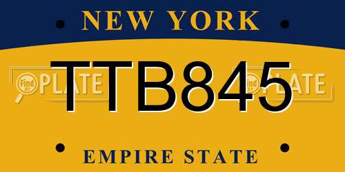 TTB845 New York License Plate