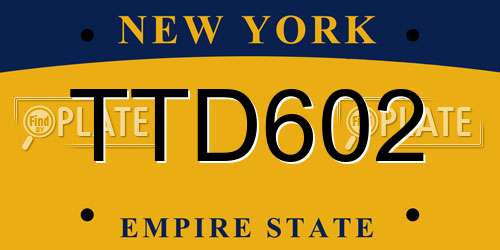 TTD602 New York License Plate