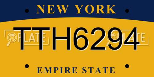 TTH6294 New York License Plate
