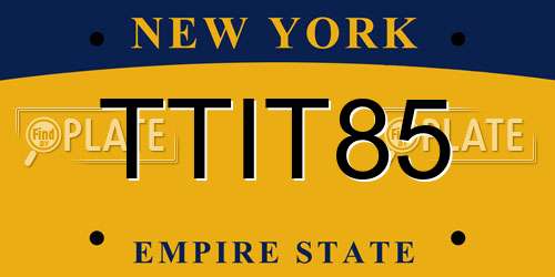 TTIT85 New York License Plate