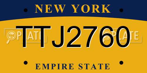 TTJ2760 New York License Plate