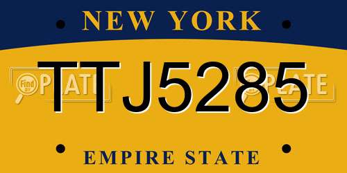 TTJ5285 New York License Plate
