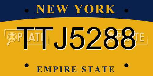 TTJ5288 New York License Plate