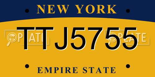 TTJ5755 New York License Plate