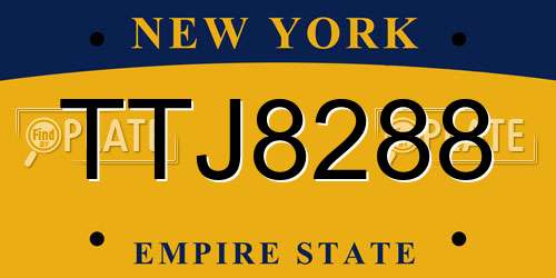 TTJ8288 New York License Plate
