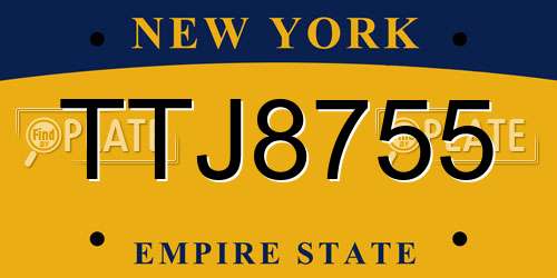 TTJ8755 New York License Plate
