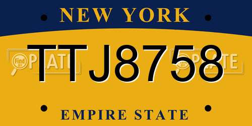 TTJ8758 New York License Plate