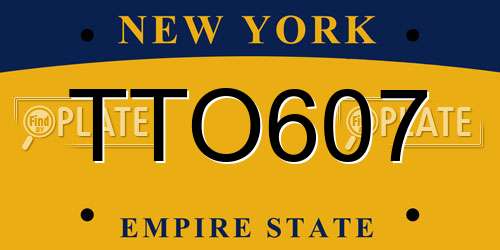 TTO607 New York License Plate