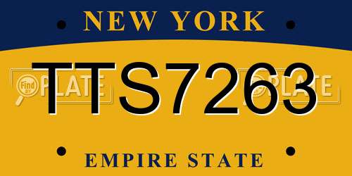 TTS7263 New York License Plate