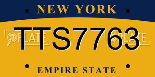 TTS7763 New York License Plate