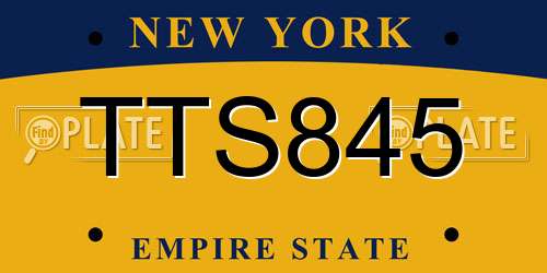 TTS845 New York License Plate