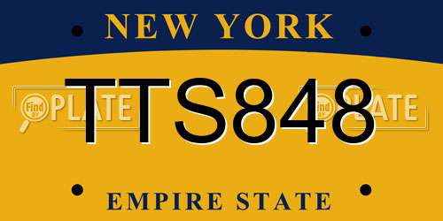 TTS848 New York License Plate