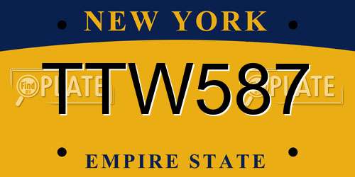 TTW587 New York License Plate
