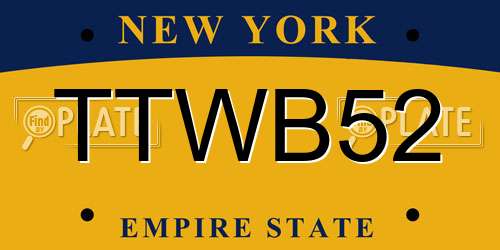 TTWB52 New York License Plate