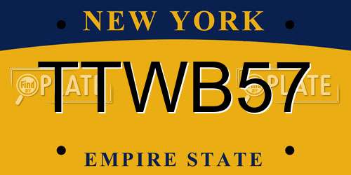 TTWB57 New York License Plate