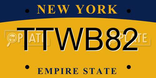 TTWB82 New York License Plate
