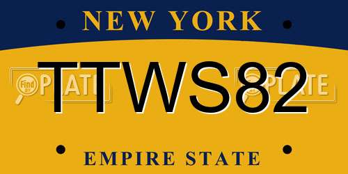 TTWS82 New York License Plate