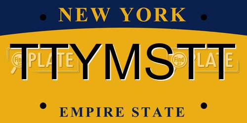 TTYMSTT New York License Plate