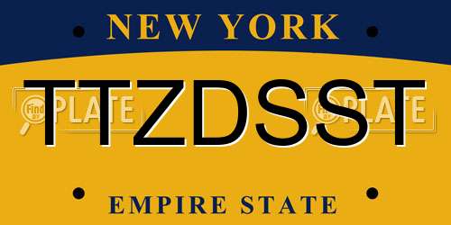 TTZDSST New York License Plate