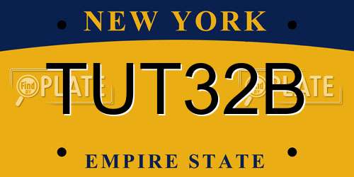 TUT32B New York License Plate