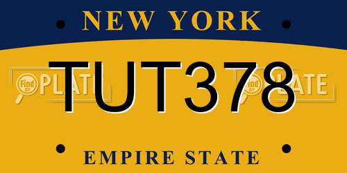 TUT378 New York License Plate