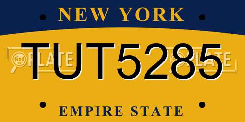 TUT5285 New York License Plate