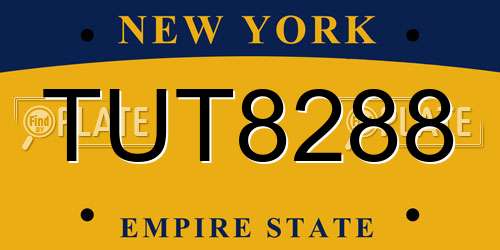 TUT8288 New York License Plate