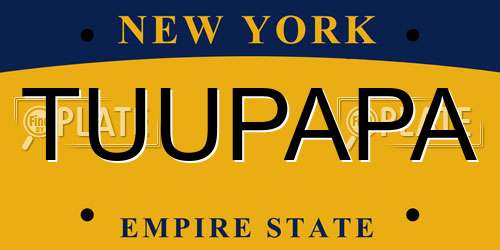 TUUPAPA New York License Plate