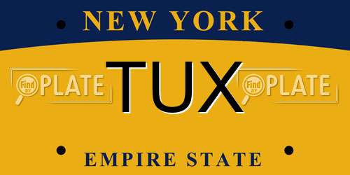 TUX New York License Plate