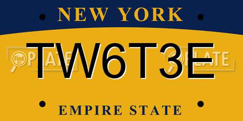 TW6T3E New York License Plate