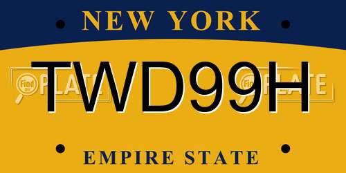 TWD99H New York License Plate