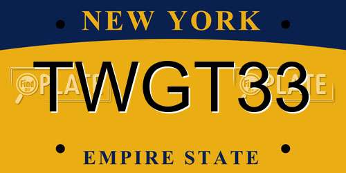 TWGT33 New York License Plate