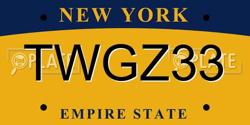 TWGZ33 New York License Plate