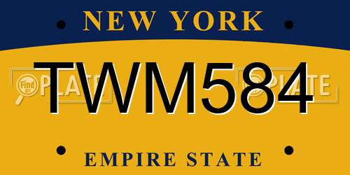 TWM584 New York License Plate