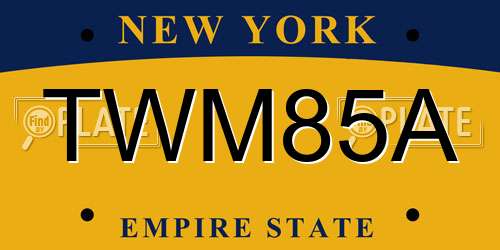 TWM85A New York License Plate