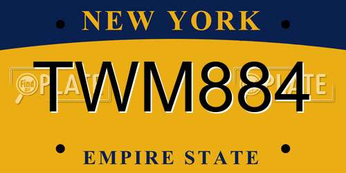 TWM884 New York License Plate