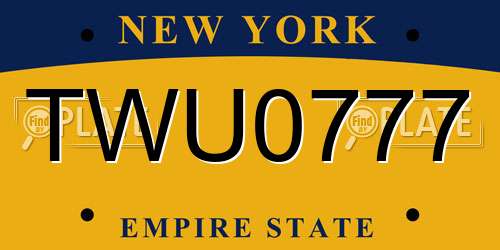 TWU0777 New York License Plate