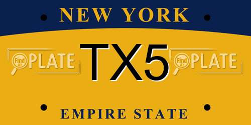 TX5 New York License Plate