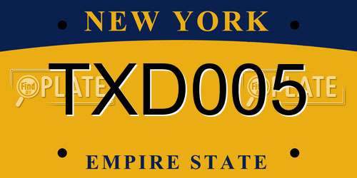 TXD005 New York License Plate