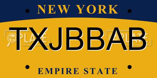 TXJBBAB New York License Plate
