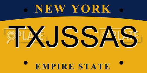 TXJSSAS New York License Plate