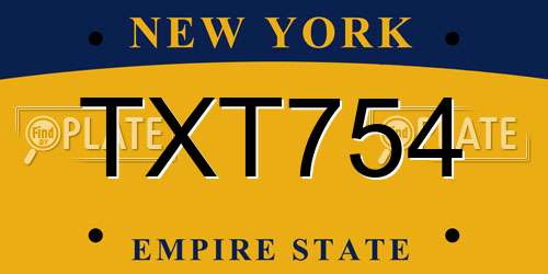 TXT754 New York License Plate