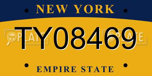 TY08469 New York License Plate