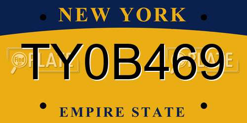 TY0B469 New York License Plate