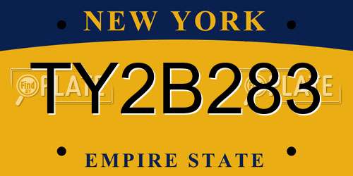TY2B283 New York License Plate