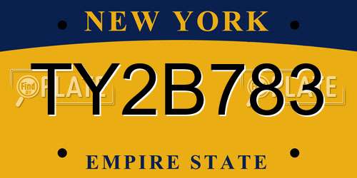TY2B783 New York License Plate