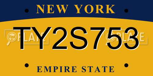TY2S753 New York License Plate