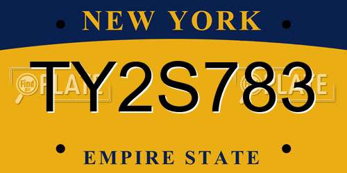 TY2S783 New York License Plate